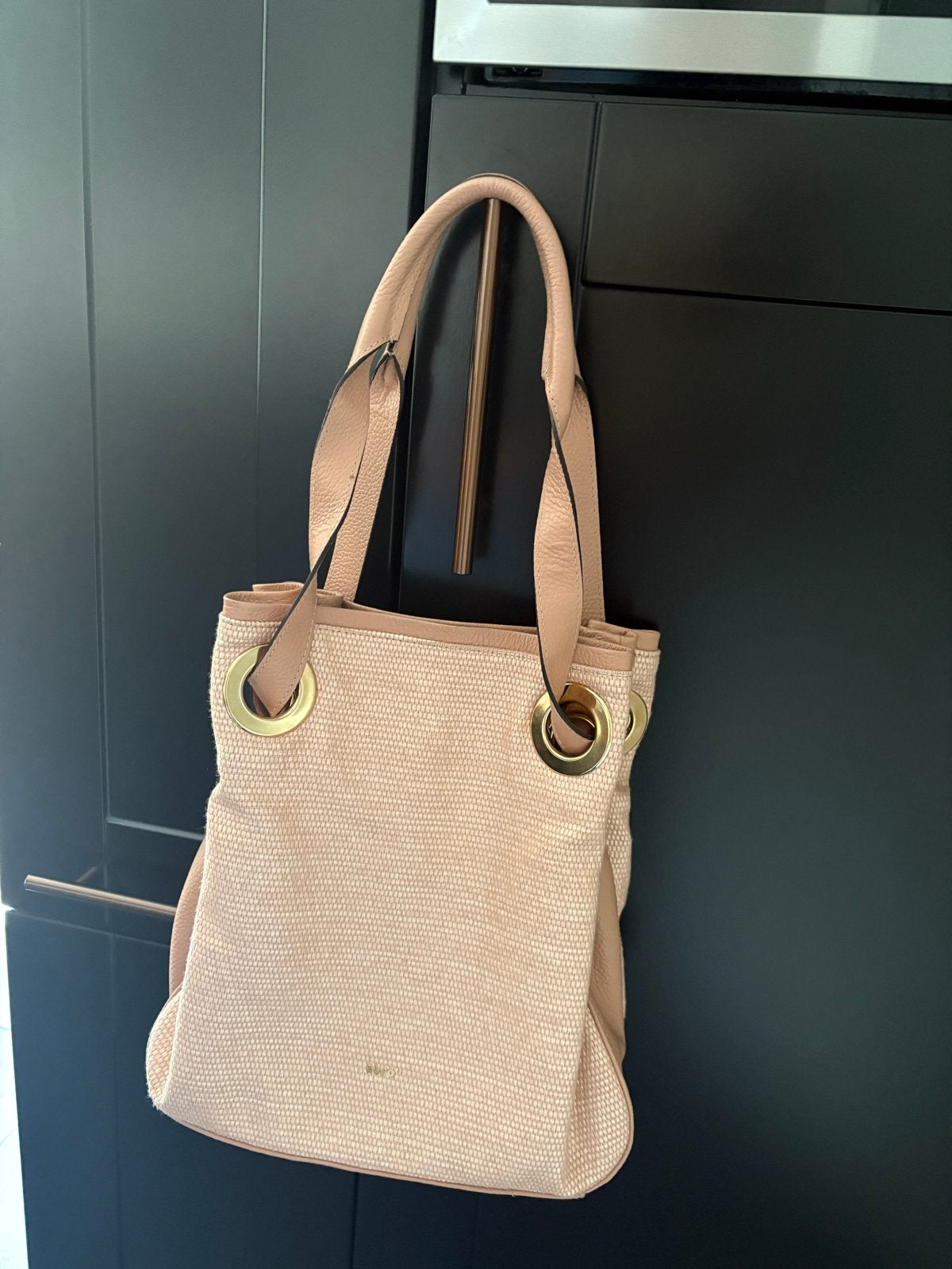 Roze Abro tas van textiel met leren details, Ophalen of Verzenden, Zo goed als nieuw, Roze, Handtas