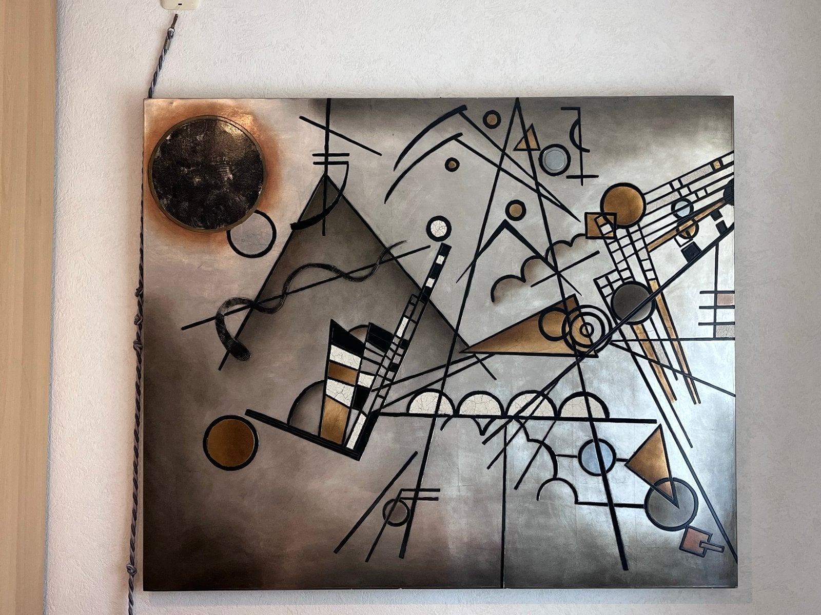Abstract kunstwerk in Kandinsky stijl - 122x102 cm, Ophalen