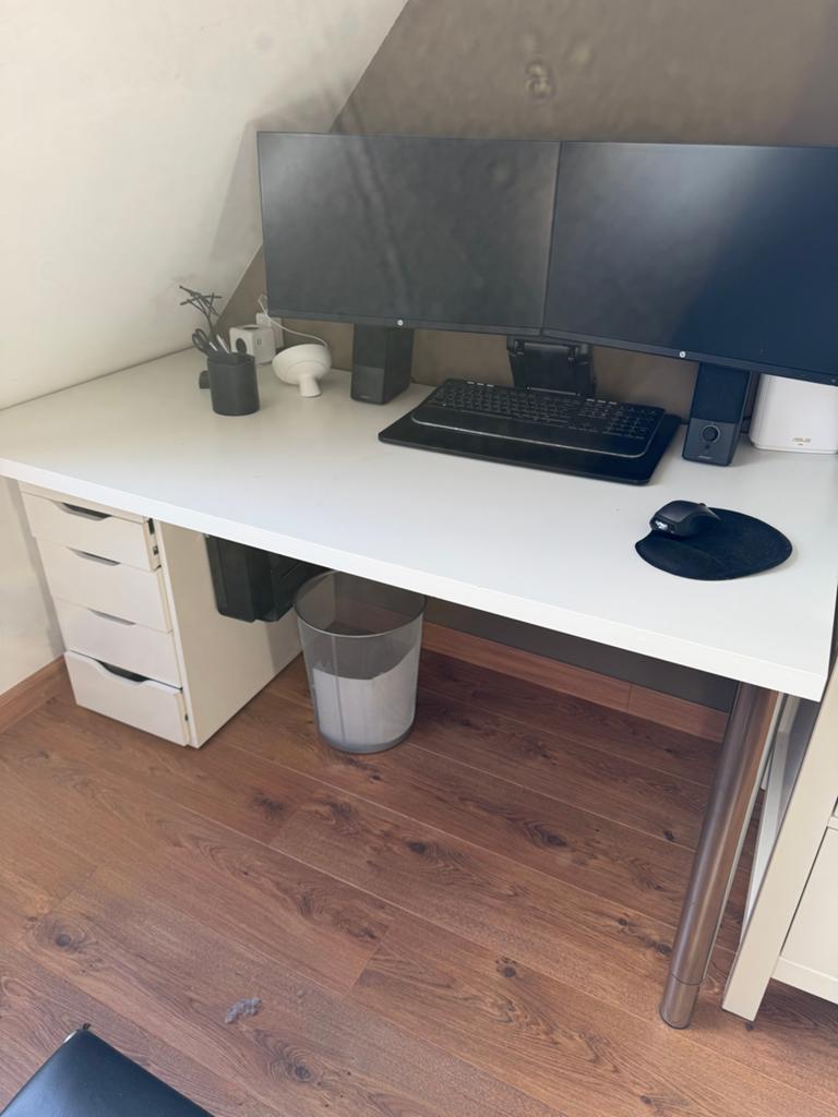 IKEA Bureau 160x80 cm - Wit met ladeblok, Huis en Inrichting, Ophalen