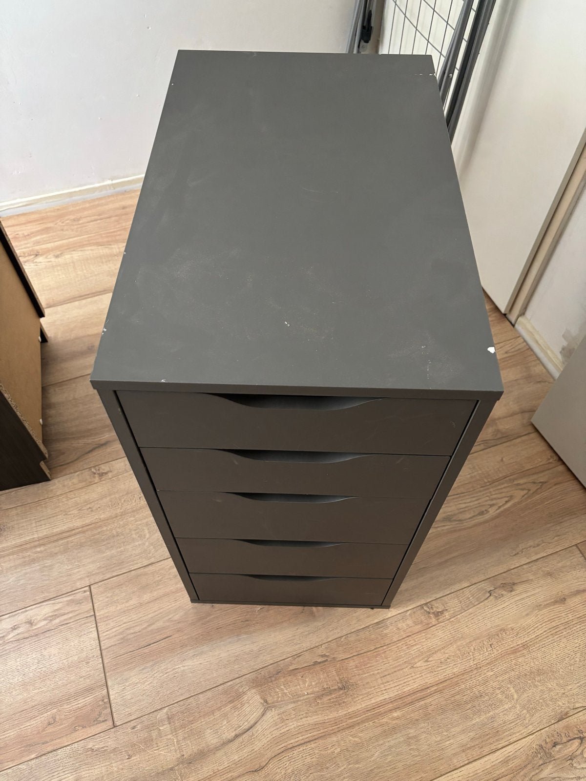 IKEA Alex ladeblok met 5 lades - Donkergrijs, Ophalen, Overige materialen, Minder dan 50 cm, Gebruikt