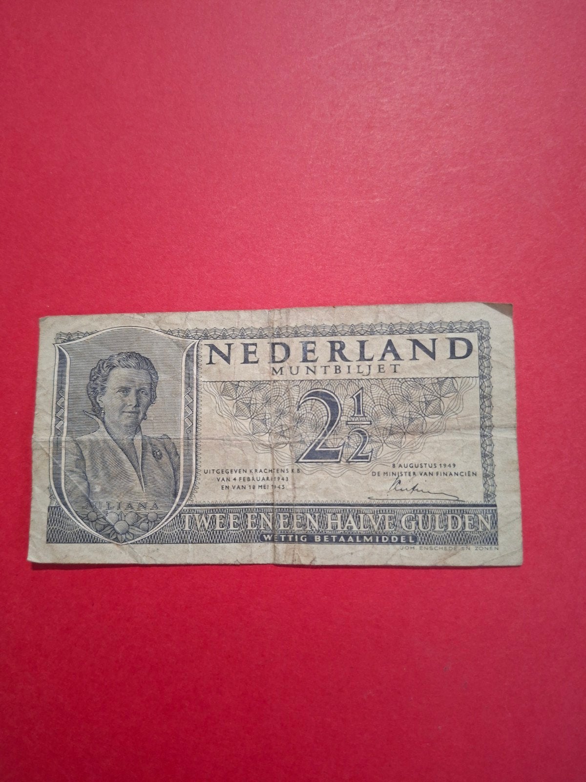 2,5 gulden Juliana uit 1949 in ZF-, Ophalen of Verzenden, 2½ gulden, Los biljet