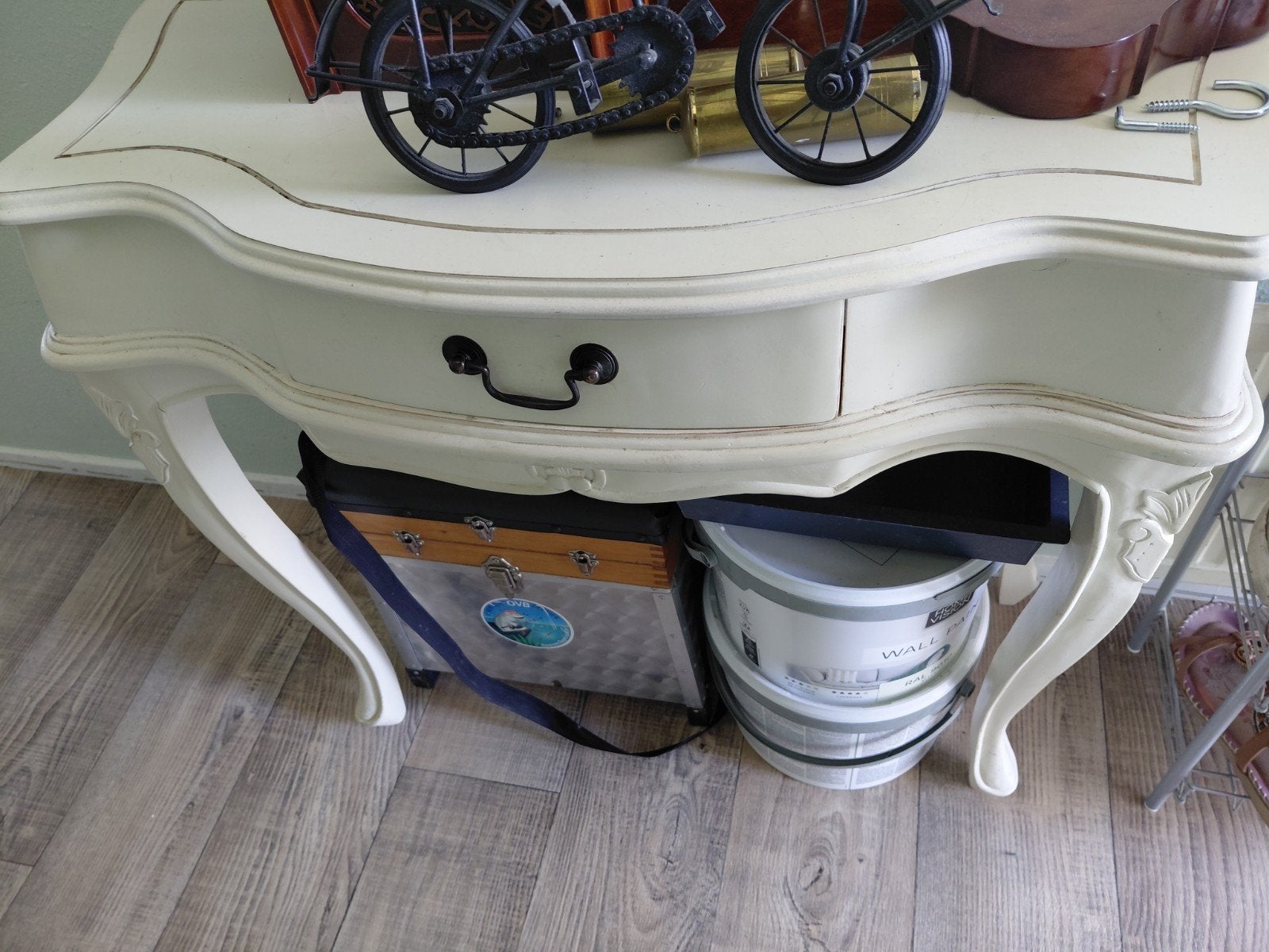 brocante witte side table, Ophalen, Rechthoekig, 75 cm of meer, 60 cm of meer