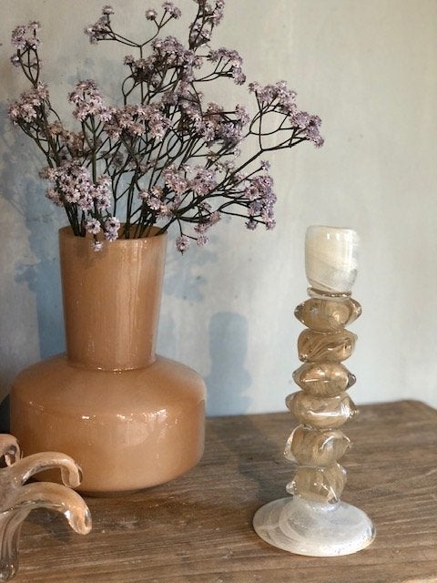 NIEUW kandelaar ESTINA creme met wit LIGHT & LIVING, Wit, Nieuw, Ophalen of Verzenden, Light & Living