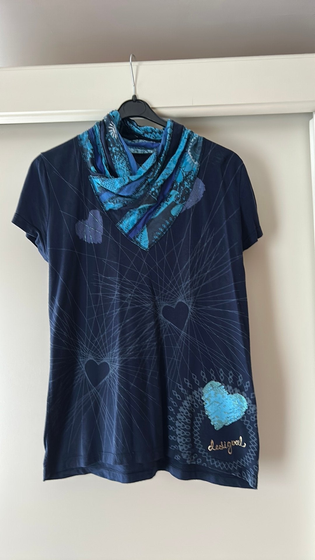 Desigual shirt mast L, Ophalen, Blauw, Maat 42/44 (L), Korte mouw