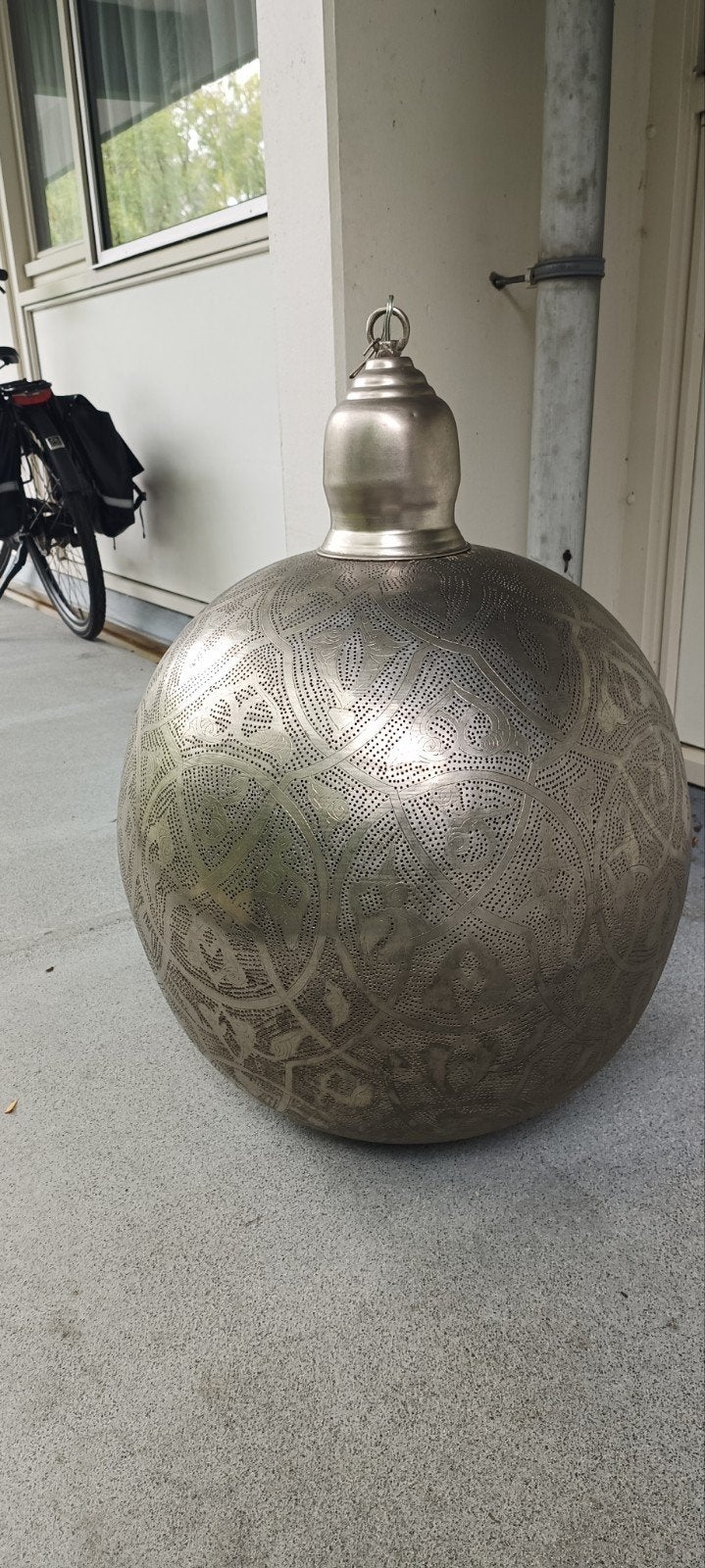 Grote Marokkaanse filigrain hanglamp – 3-lichts – zilver –, Ophalen, Gebruikt, Metaal