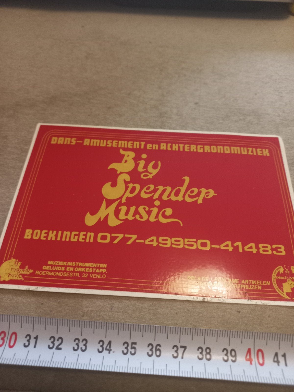 Vintage Big Spender Music Reclame Sticker, Ophalen of Verzenden