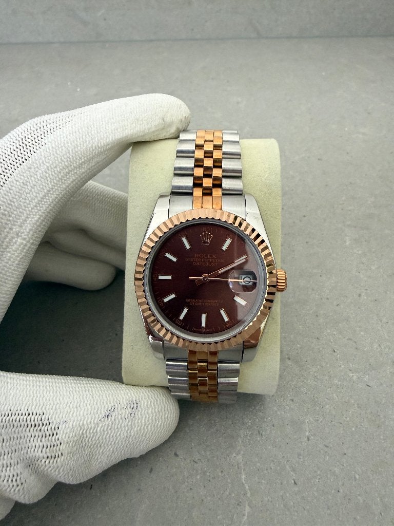 Rolex Datejust Chocolate Dial 36MM, Sieraden, Tassen en Uiterlijk, Horloges | Dames, Staal, Polshorloge, Nieuw, Ophalen of Verzenden
