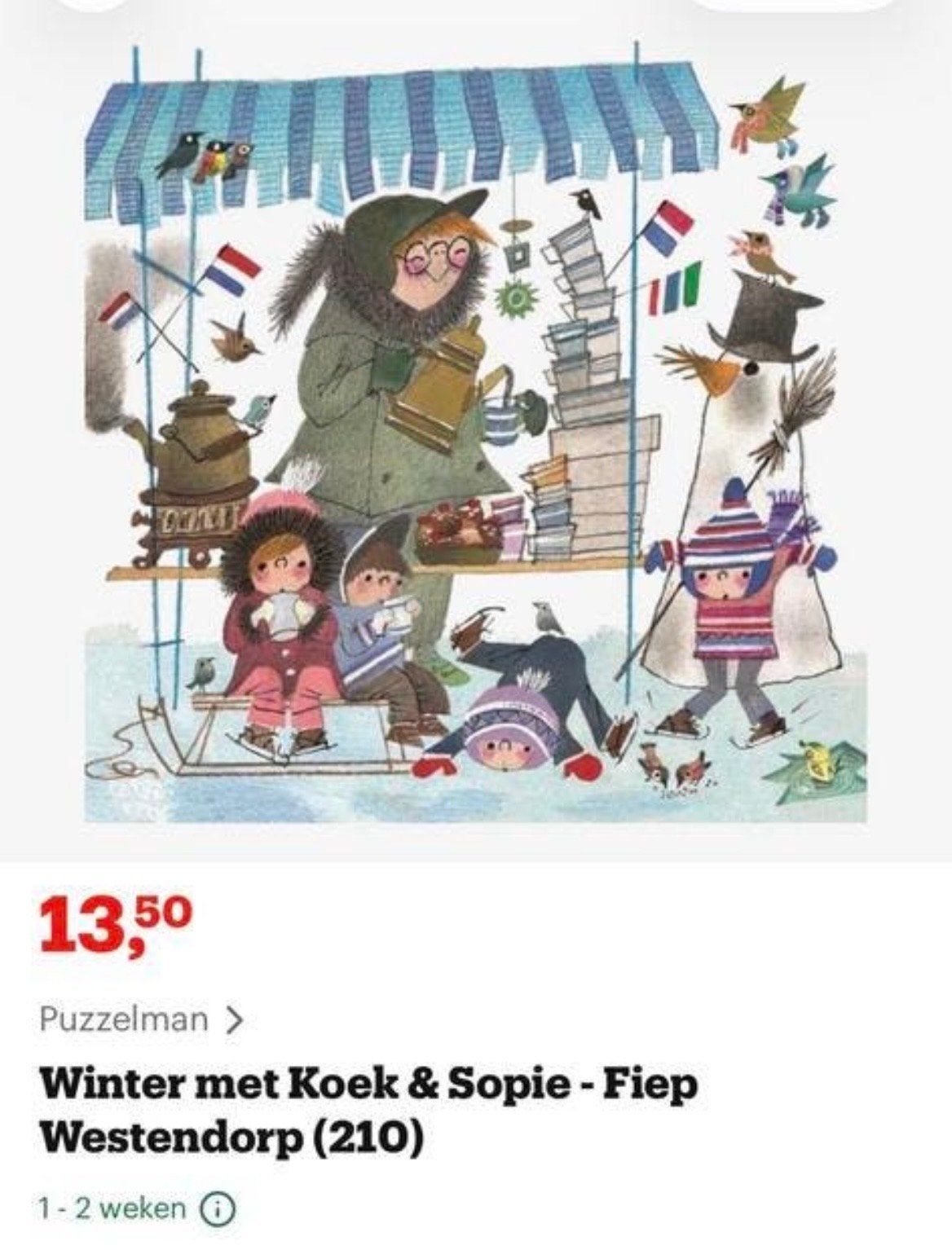 Winter met Koek & Sopie - Fiep Westendorp (210), Ophalen of Verzenden, Minder dan 500 stukjes, Nieuw, Legpuzzel