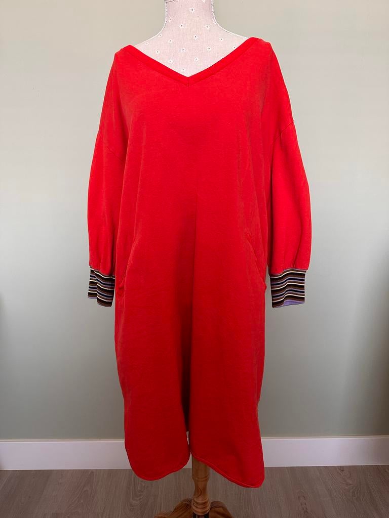 Oranje T-shirt jurk met driekwart mouw, Verzenden, Maat 42/44 (L), Oranje, Zo goed als nieuw