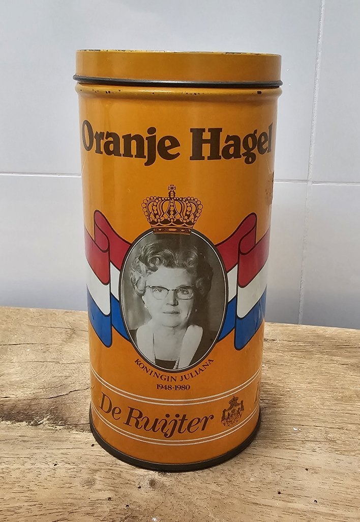 LEUK OUD BROCANT "DE RUIJTER" BLIK - ORANJE HAGEL, Ophalen of Verzenden, Gebruikt, Overige, Overige merken