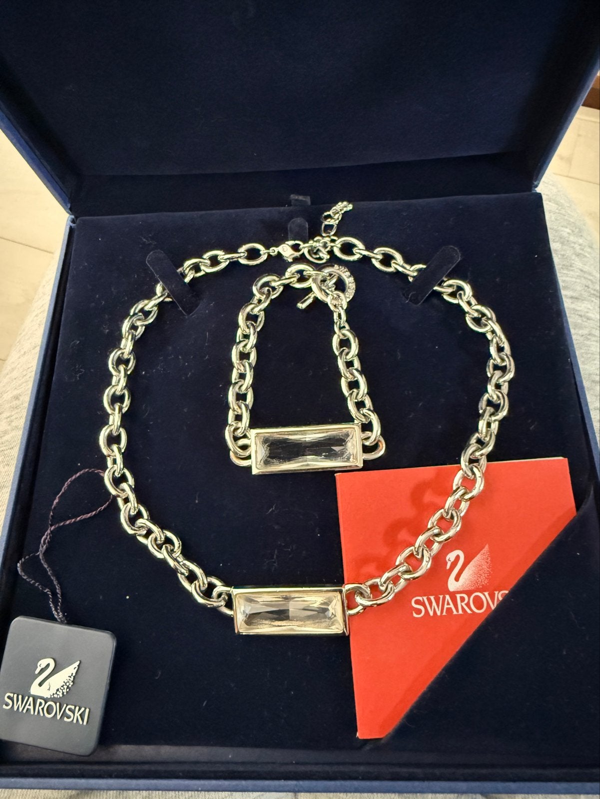 Swarovski ketting en armband set met kristallen, Met kristal, Overige materialen, Ophalen of Verzenden, Zo goed als nieuw