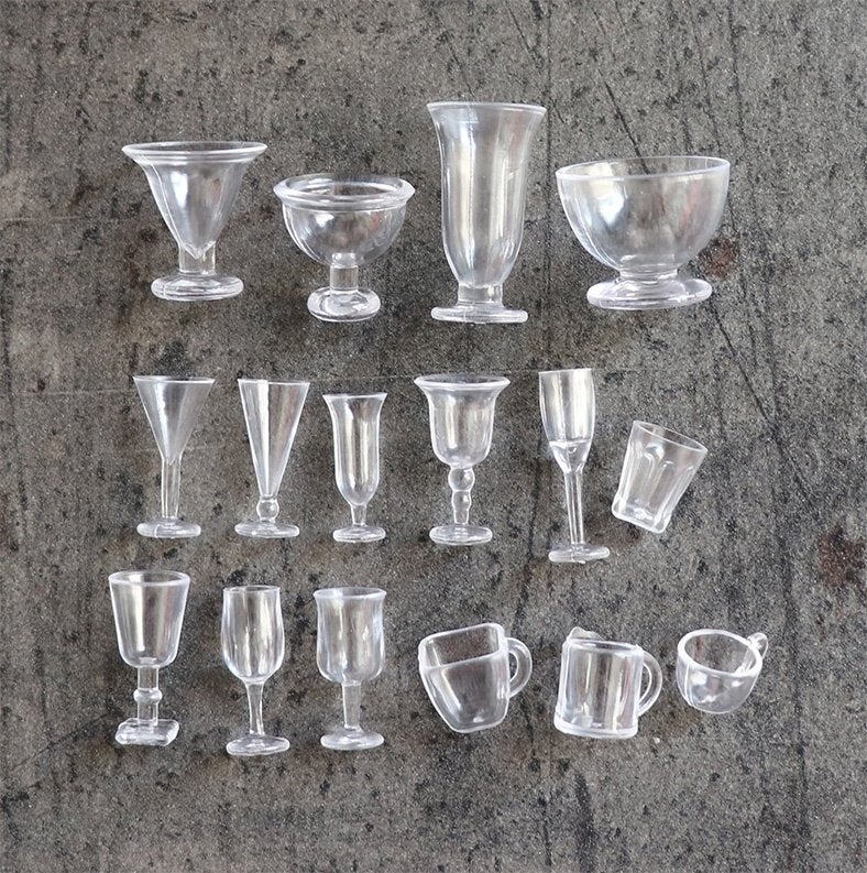 Servies wijnglas schalen thee glazen miniatuur nieuw 1:12, Ophalen of Verzenden, Nieuw, Decoratie