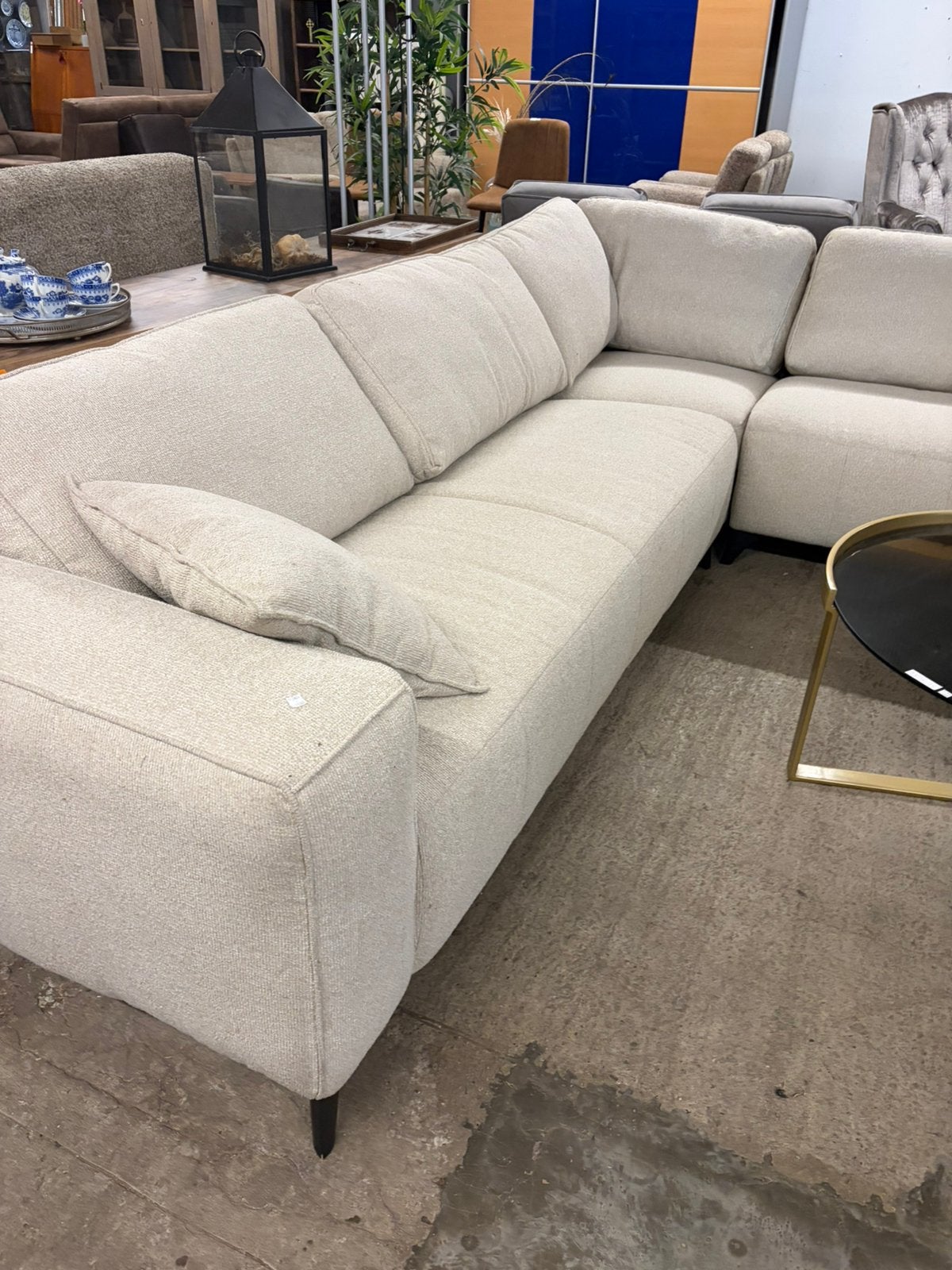Hoekbank stoffen crème 305x290cm, Ophalen