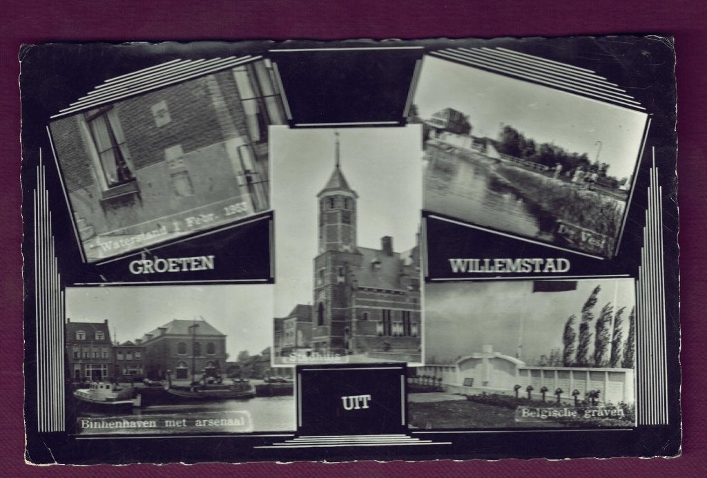 Willemstad (N.Br.) - 5-luik o.a. de Vest en Stadhuis - 1964, Ophalen of Verzenden, 1960 tot 1980, Gelopen, Noord-Brabant