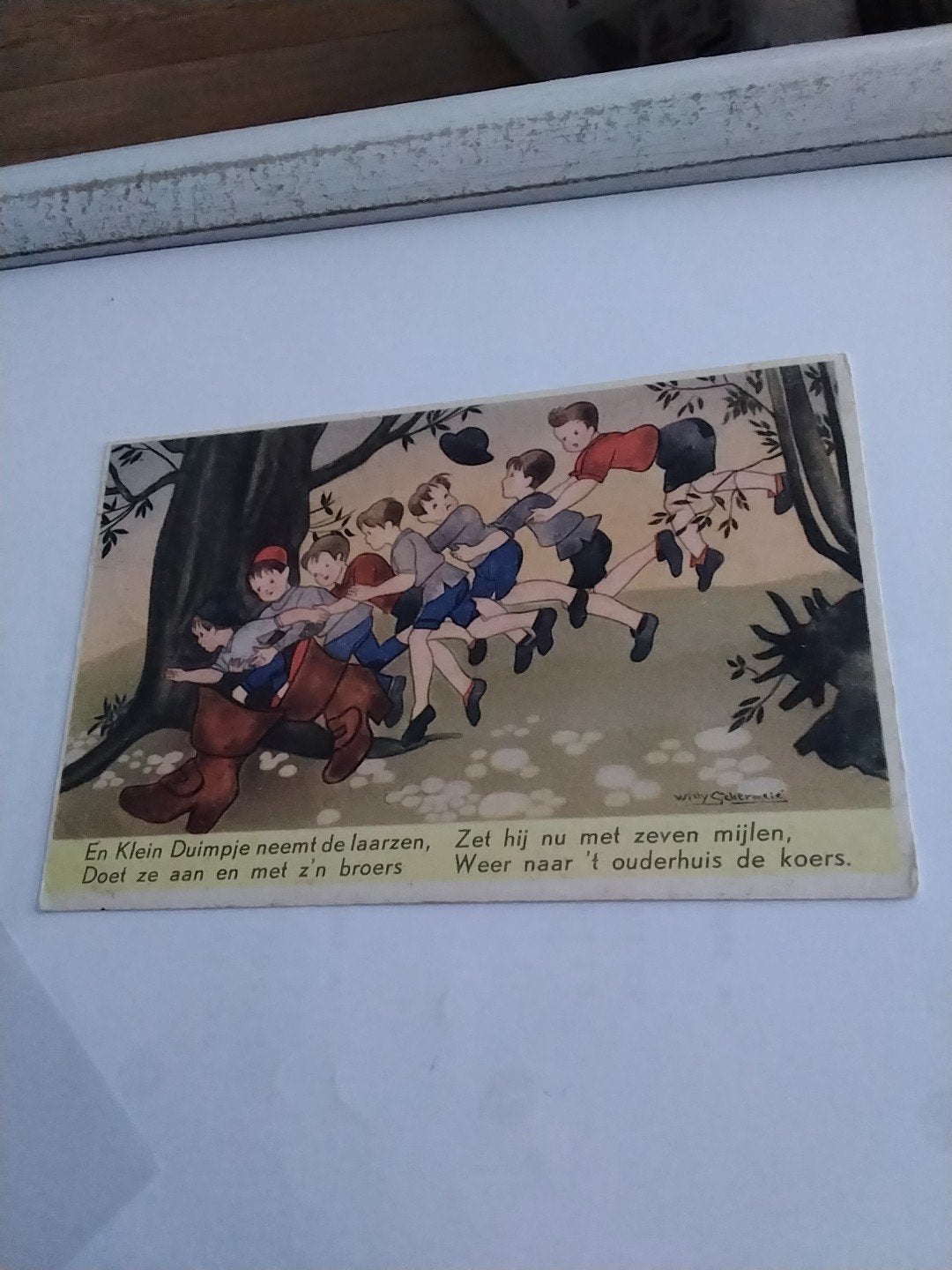 Oude ansichtkaart Klein Duimpje - Willy Schermelé, Verzamelen, Ophalen of Verzenden, 1940 tot 1960, Gelopen