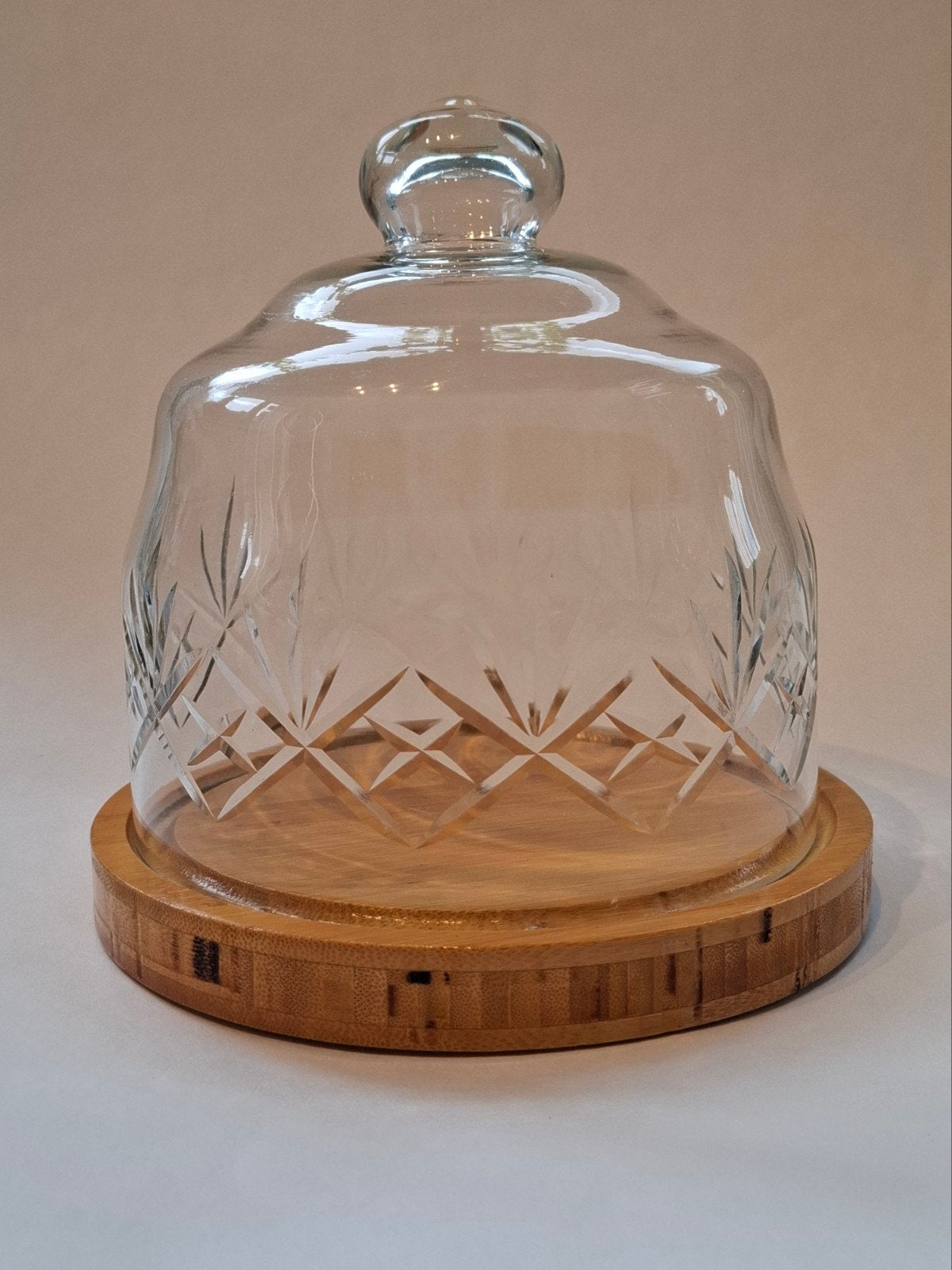 Vintage Kristallen Kaasstolp met Houten Onderbord, Ophalen of Verzenden