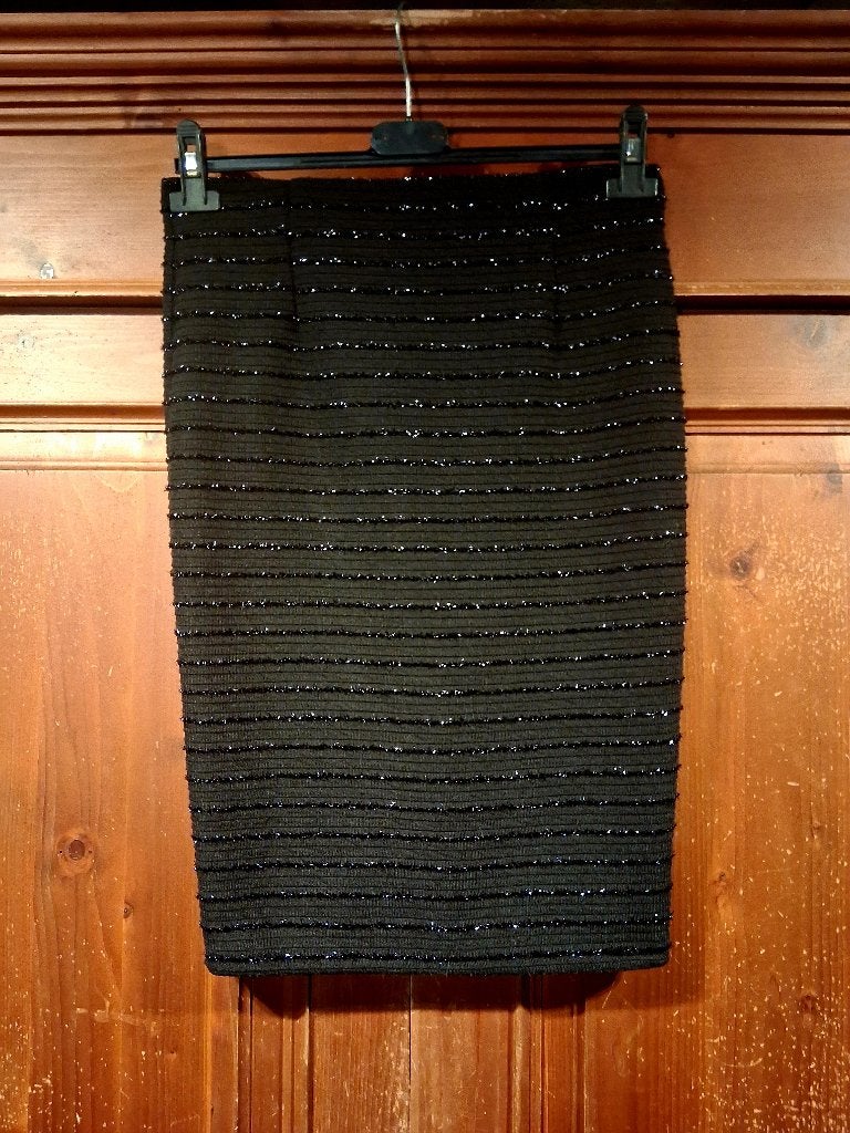 Zwarte gevoerde stretch glitter kokerrok M Coolcat, Maat 38/40 (M), Zwart, Ophalen of Verzenden, Zo goed als nieuw