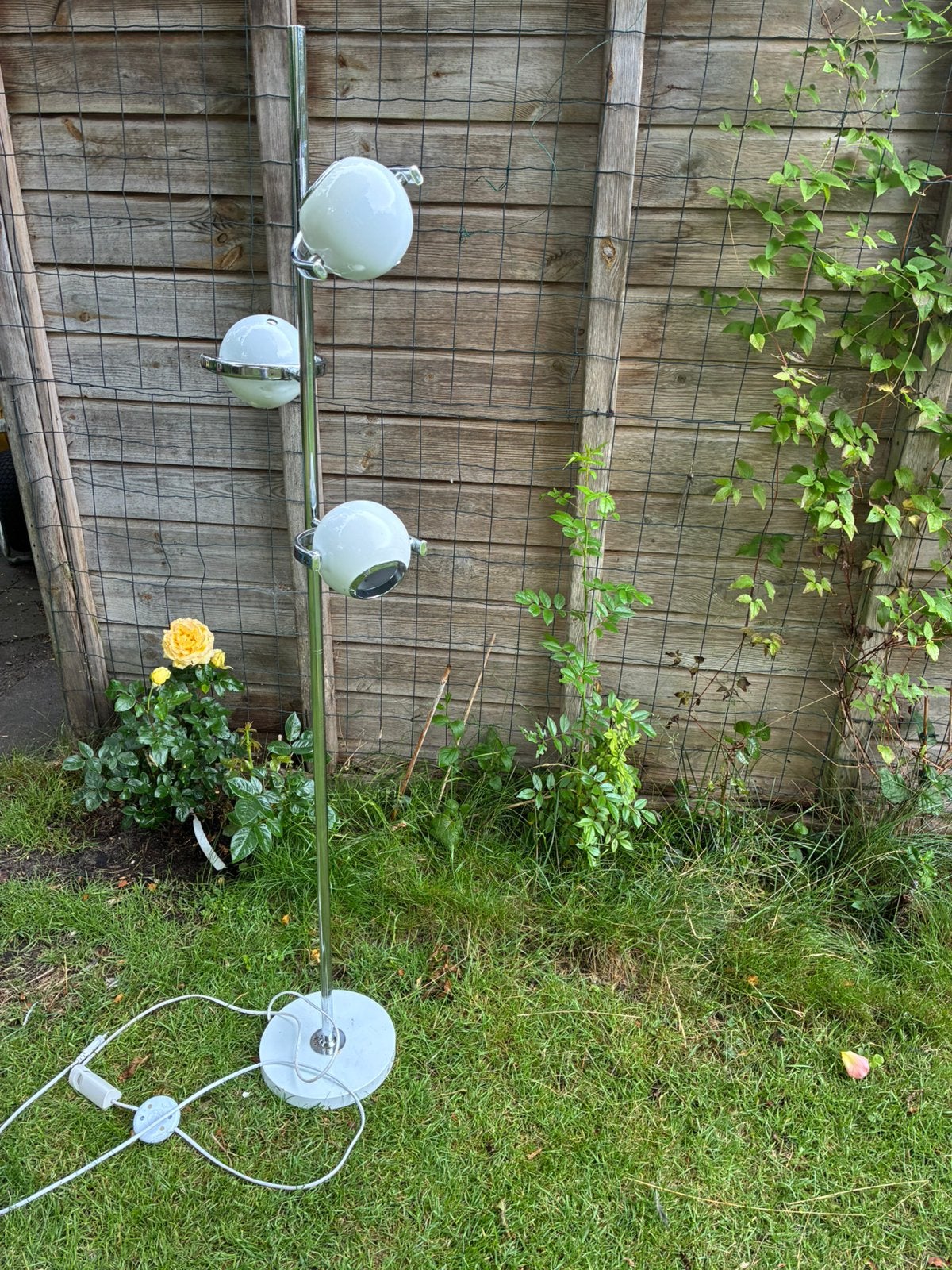 Vintage Vloerlamp bollenlamp chroom, Ophalen, Zo goed als nieuw, 150 tot 200 cm
