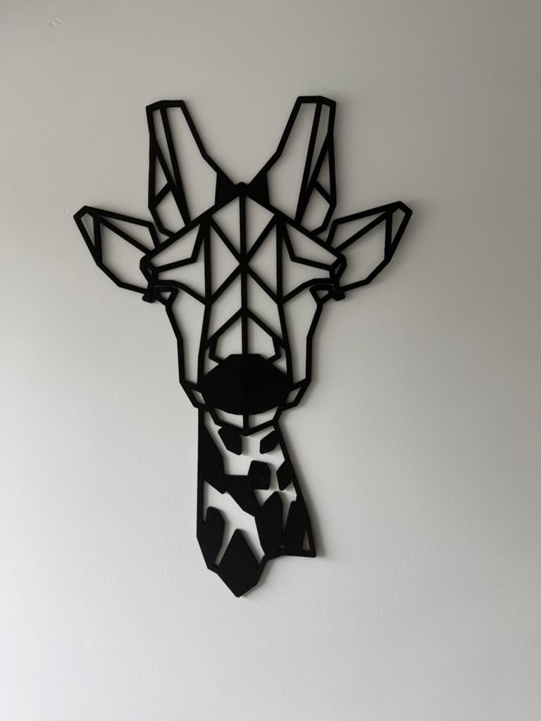 Houten giraffe muurdecoratie, zwart, Ophalen of Verzenden, Zo goed als nieuw, Overige thema's, Overige typen