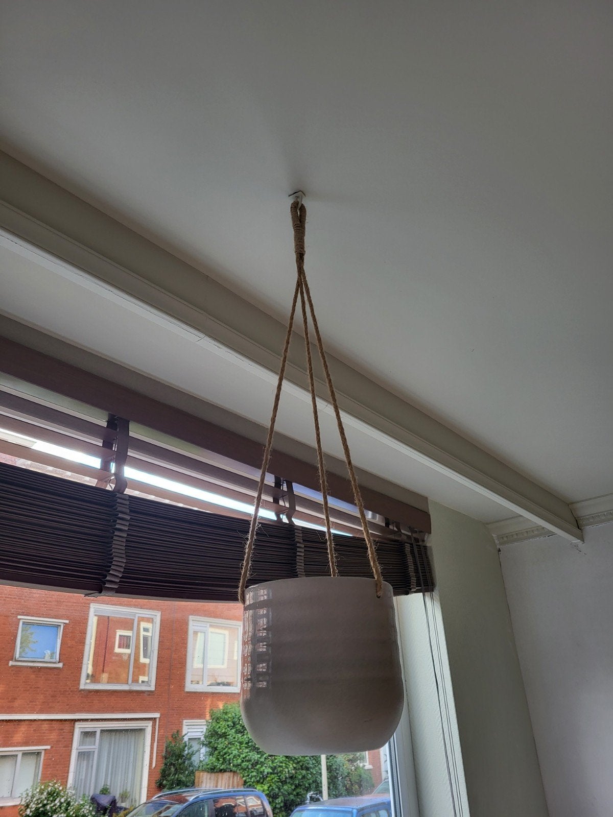 hangbloempot 14 cm beige, Ophalen, Gebruikt, Beige, Steen/keramiek