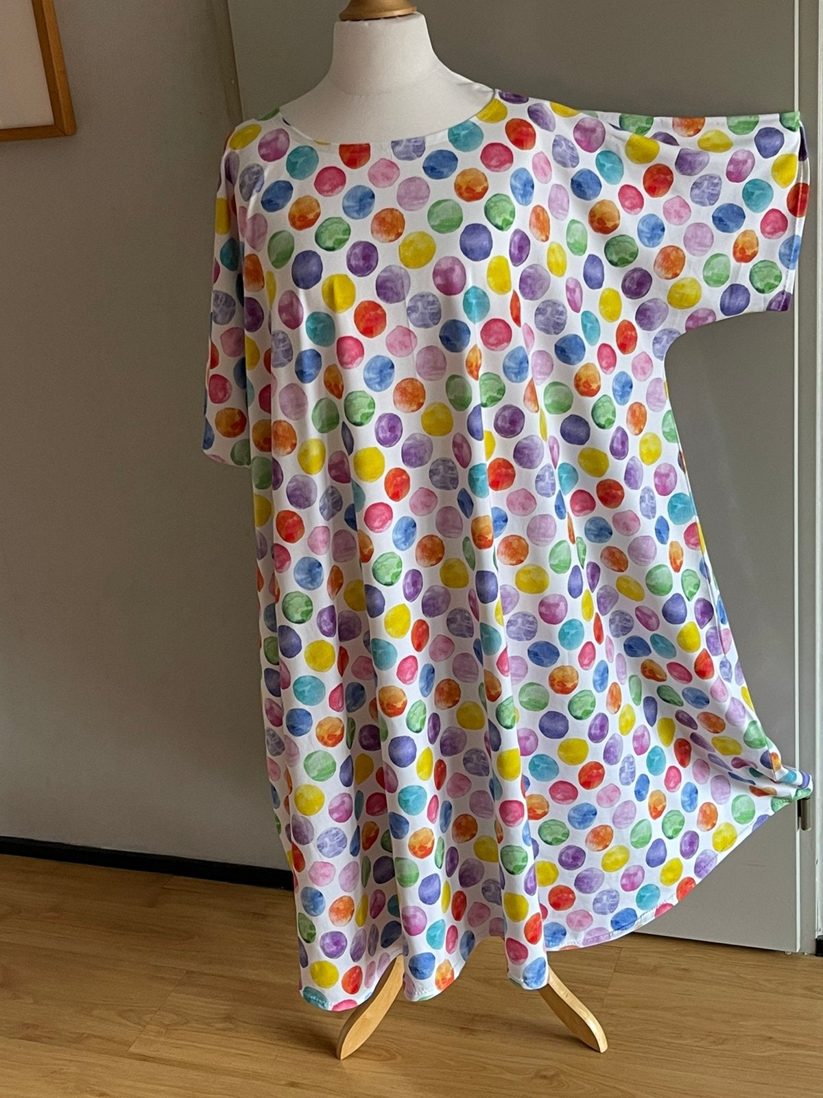Peet: Nieuwe lange wit multicolor A-lijn jurk tot maat 58/60, Kleding | Dames, Grote Maten, Nieuw, Ophalen of Verzenden, Handgemaakt