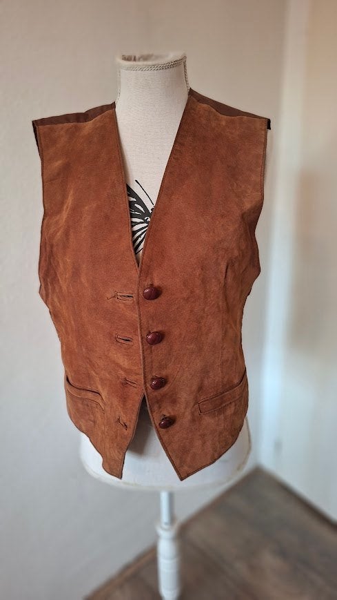 Bruin suède gilet - Maat 36, country - cowboy stijl, Ophalen, Kleding, Maat 36 (S), Overige thema's