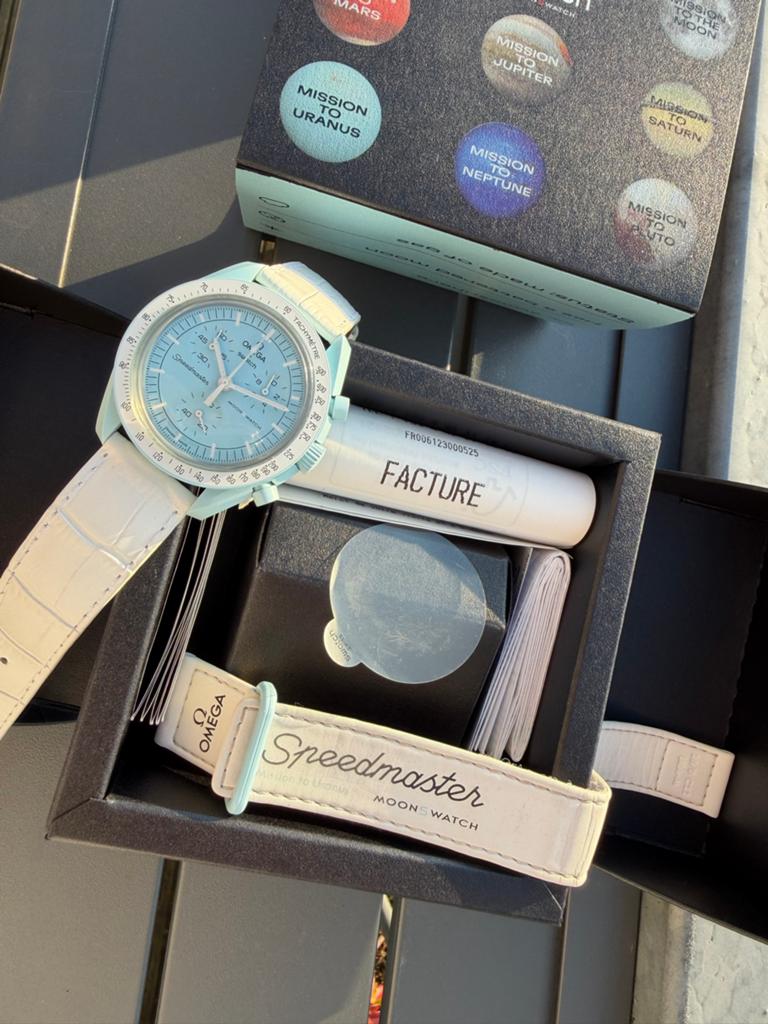 Omega x Swatch Moonswatch Mission to Uranus, Overige merken, Kunststof, Polshorloge, Overige materialen
