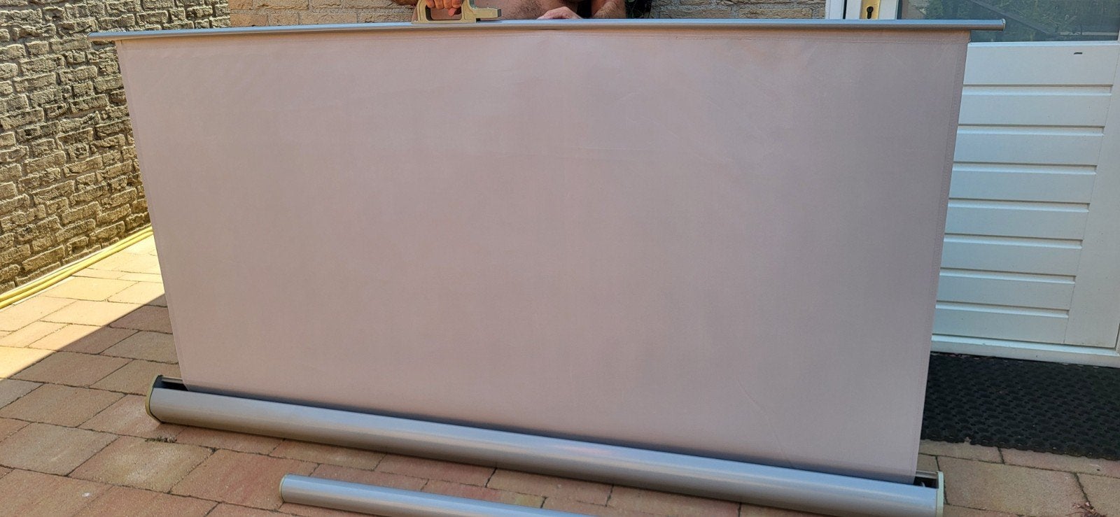 Uitrolbaar aluminium windscherm voor terras of balkon, Ophalen, Gebruikt