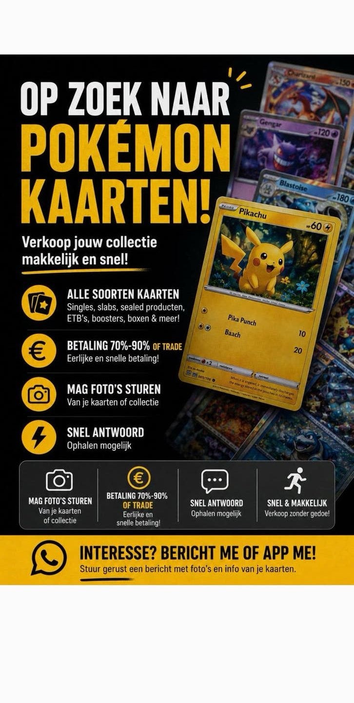 Pokemon kaarten gezocht, Ophalen of Verzenden, Zo goed als nieuw