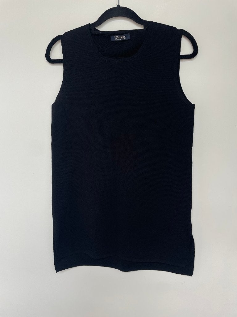 ‘S MaxMara loose fit mouwloze top spencer stretch 38/M zwart, Maat 38/40 (M), Info@marcolin.com, Zwart, Max Mara