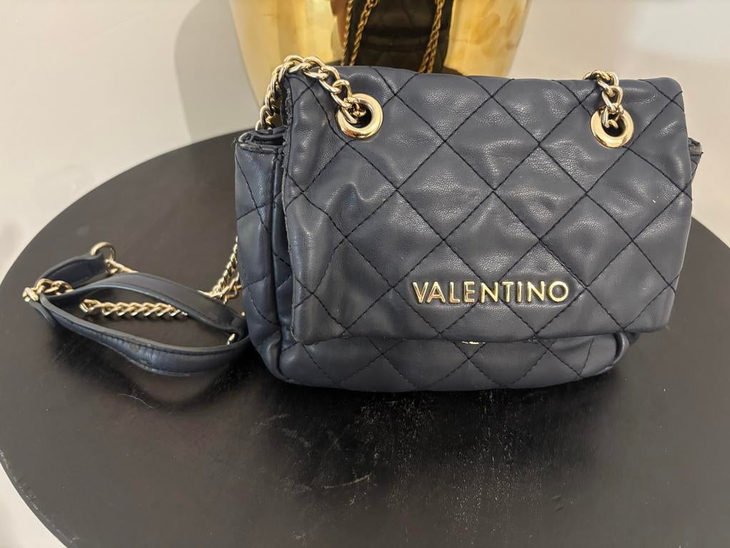 Valentino Schoudertasje - Donkerblauw, Quilted Design, Sieraden, Tassen en Uiterlijk, Tassen | Damestassen, Gebruikt, Schoudertasje