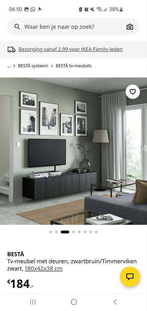 Besta tv meubel zwart/ bruin, 150 tot 200 cm, Ophalen of Verzenden, Zo goed als nieuw, Minder dan 100 cm