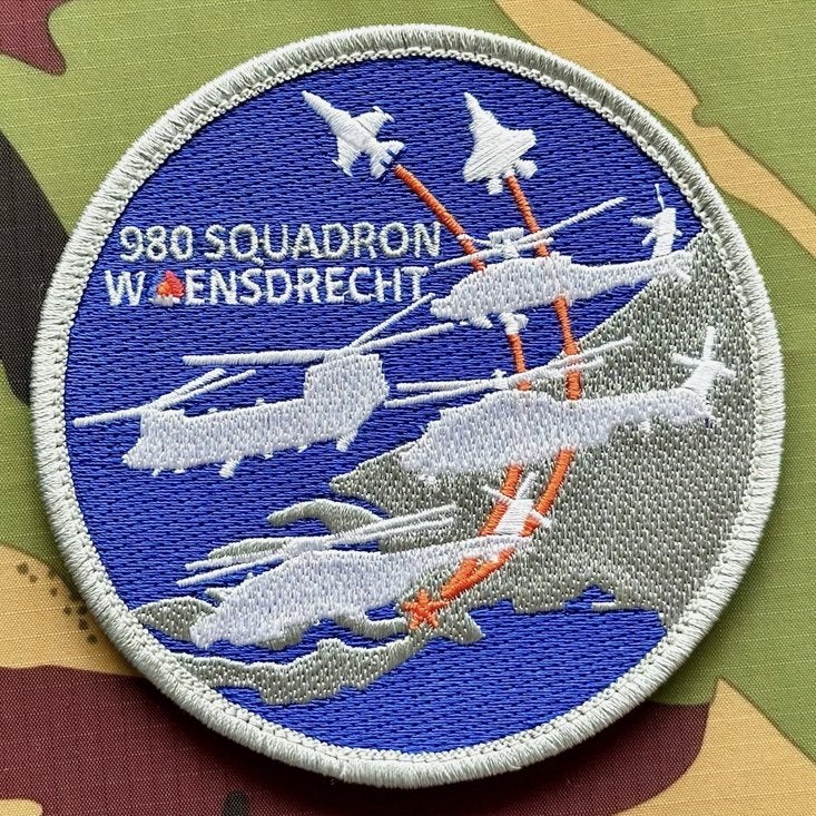 Patch RNLAF 980 SQN, Verzenden, Luchtmacht, Nederland, Embleem of Badge