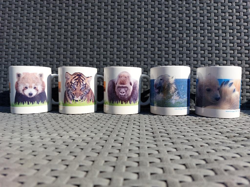 Mokken Diergaarde Blijdorp (4 stuks), Huis en Inrichting, Ophalen, Gebruikt, Overige stijlen, Kop(pen) en/of Schotel(s)