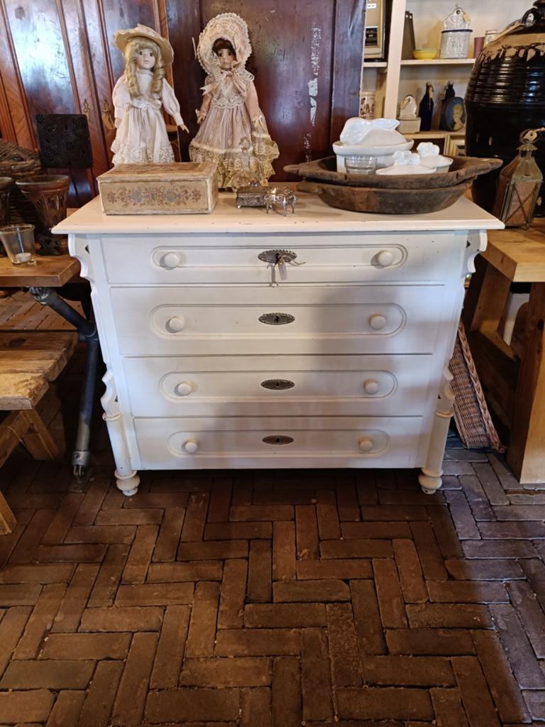 Antieke grenen commode / ladenkast - 88x106x50 cm, Gebruikt, 100 tot 150 cm, Ophalen of Verzenden, 3 of 4 laden