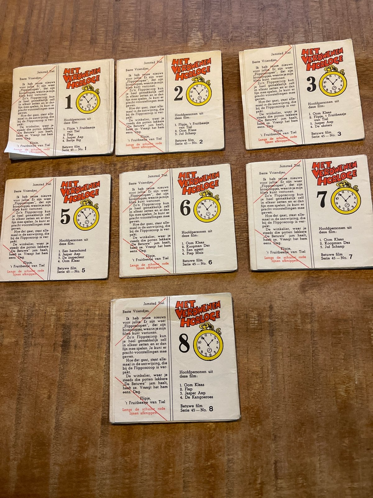 Flipje Tiel Filmstroken - Serie 45 "Het Verdwenen Horloge", Ophalen of Verzenden, Gebruikt