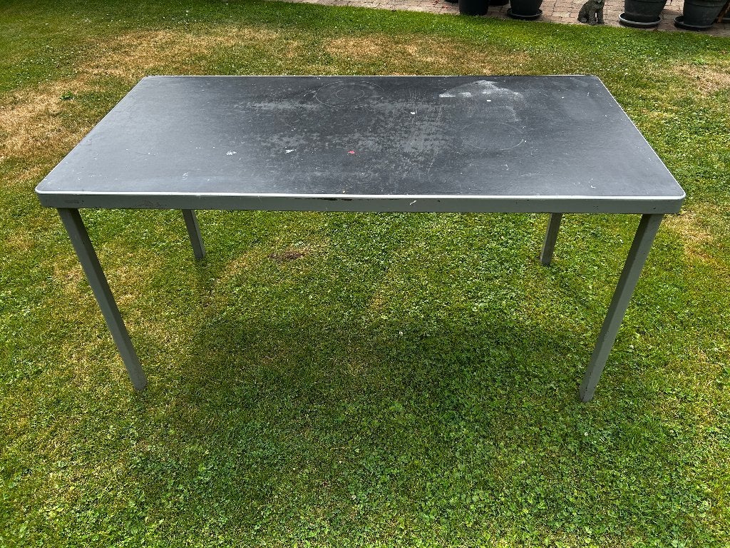 Retro Asmeta tafel met linoleum blad - 150x75 cm, Ophalen, Gebruikt, 50 tot 100 cm, Metaal