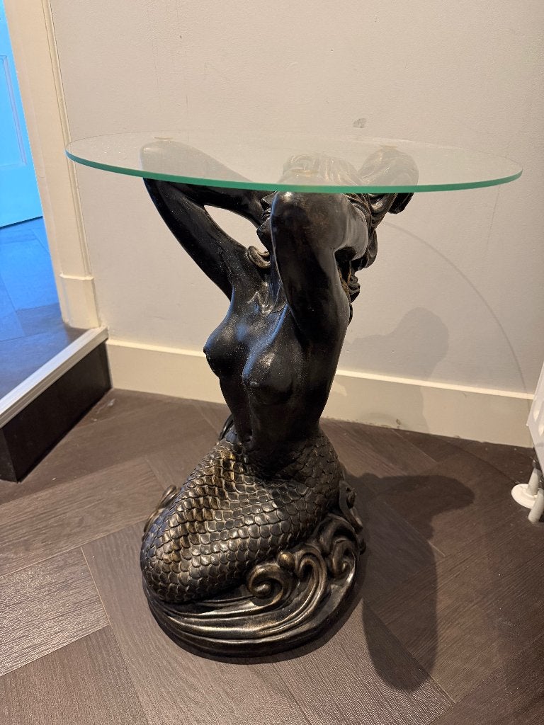 Bijzettafeltje rond zeemeermin, Huis en Inrichting, Overige materialen, Minder dan 55 cm, Kitsch apart bijzonder, Rond