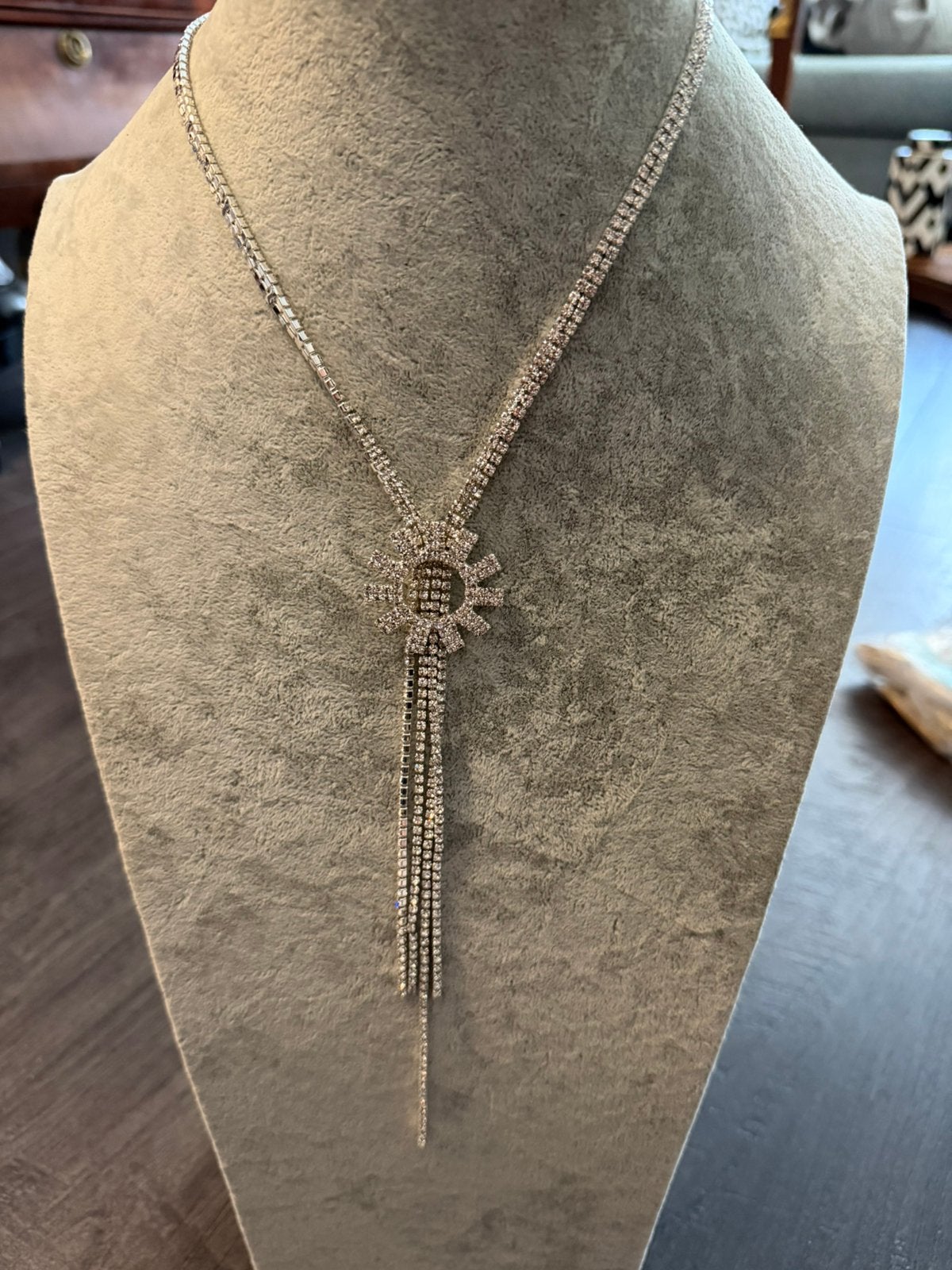Partij 5 stuks zilverkleurige strass kettingen 34/6, Verzenden, Nieuw, Zilver, Overige materialen