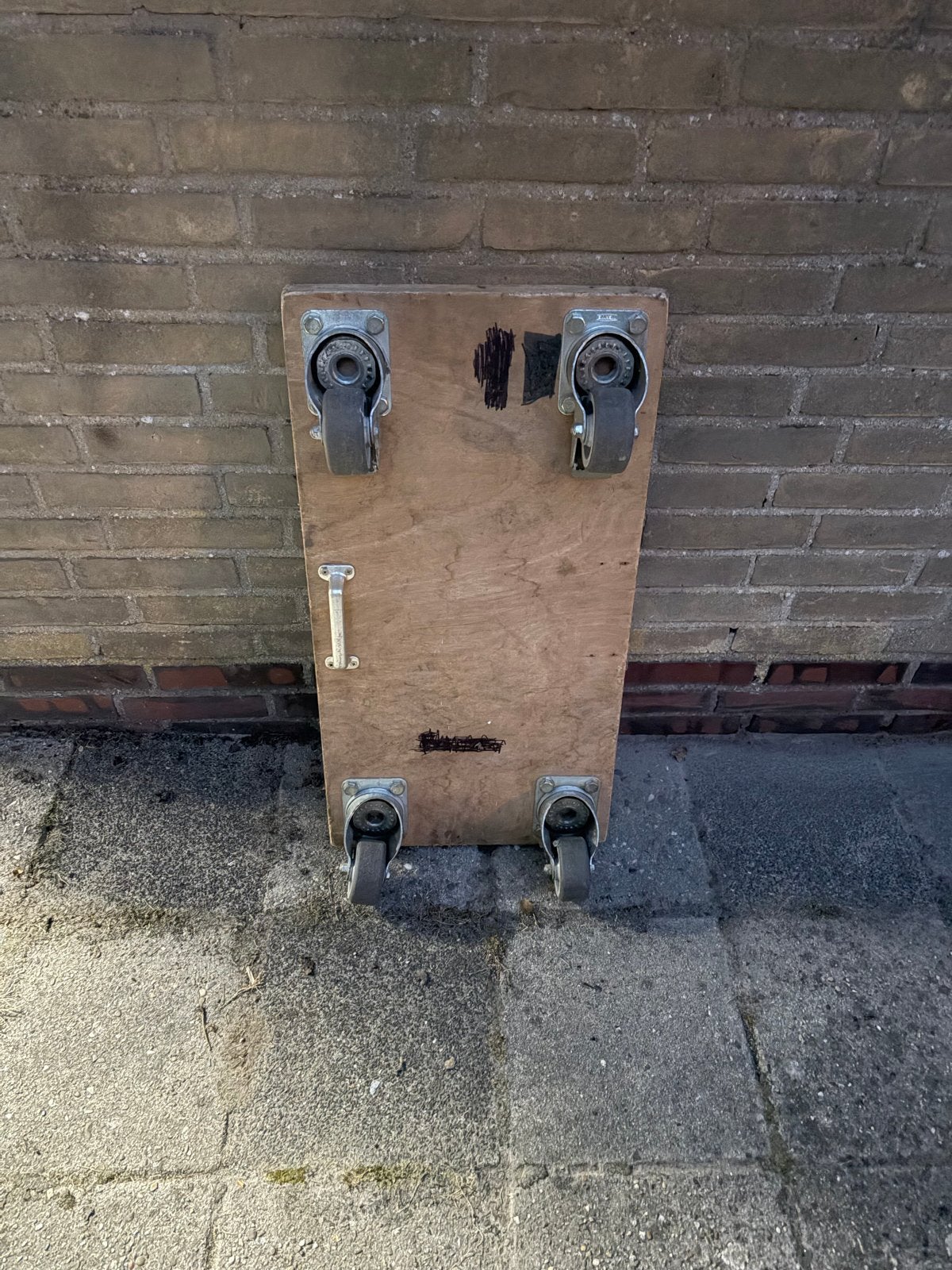 Stevig verhuis hondje 73x38x4 cm met blokkeer rem en handvat, Gebruikt, Transportkar, Handgemaakt, 100 liter of meer