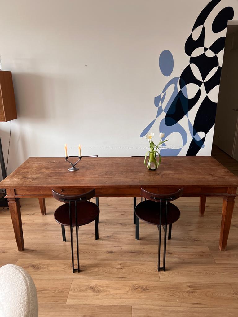 Stijlvolle massief houten eettafel - 230x90 cm, Huis en Inrichting, Tafels | Eettafels, Ophalen, Gebruikt, 200 cm of meer, 50 tot 100 cm