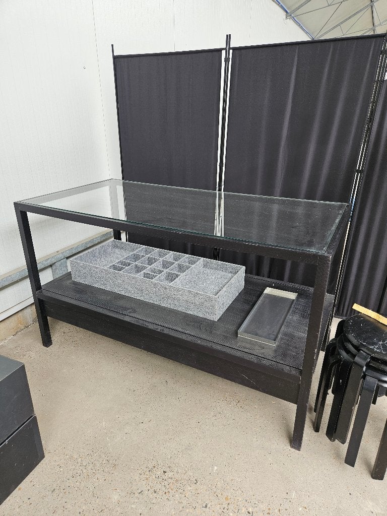 zwarte tafel eikenhout, glas, display, Ophalen, Glas, Gebruikt, 50 tot 100 cm