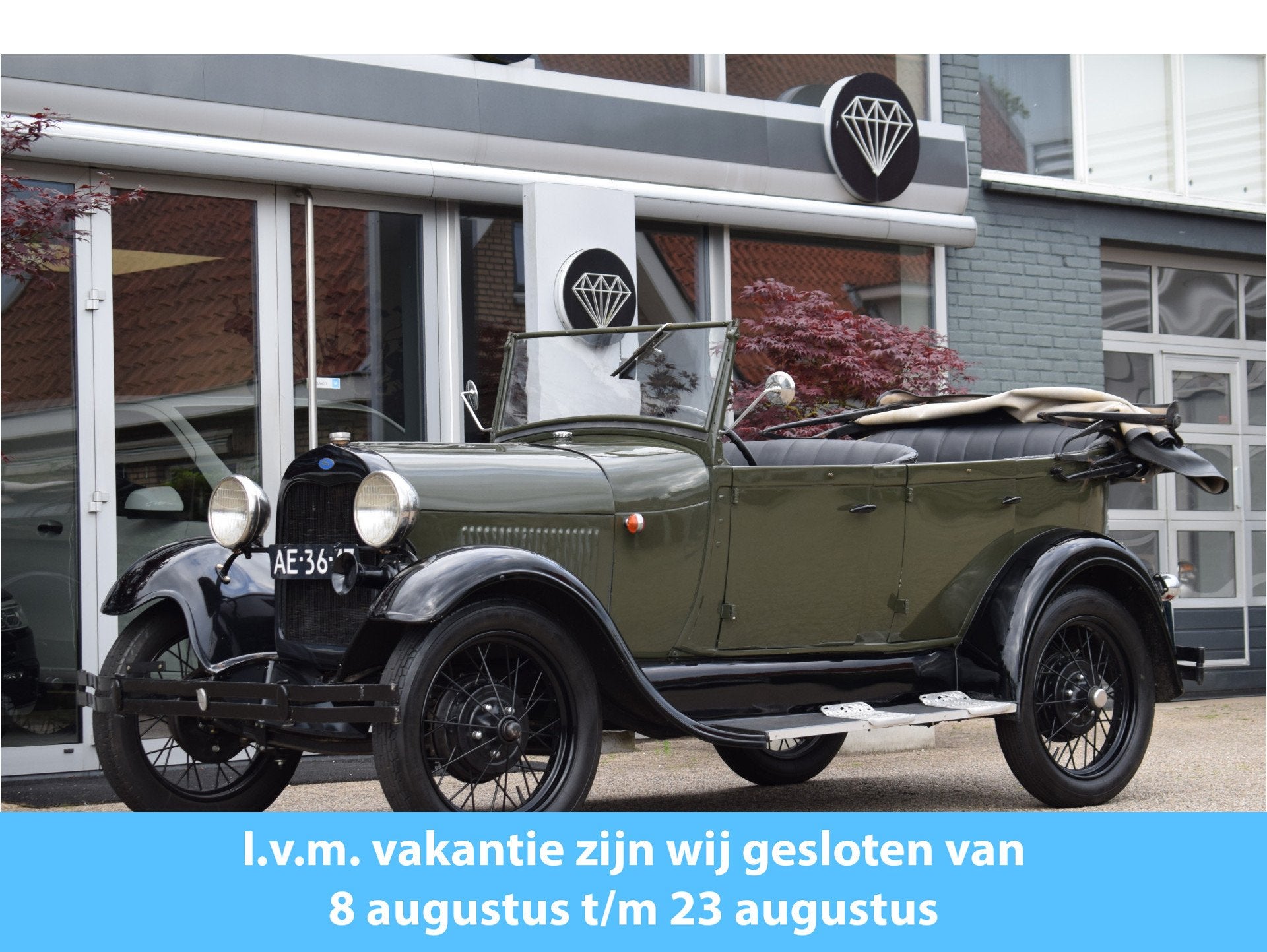Ford Model A Pheaton 1929 A-Ford 4-deurs cabriolet!, Auto's, Oldtimers, Zwart, Cabriolet, Bedrijf, Handgeschakeld