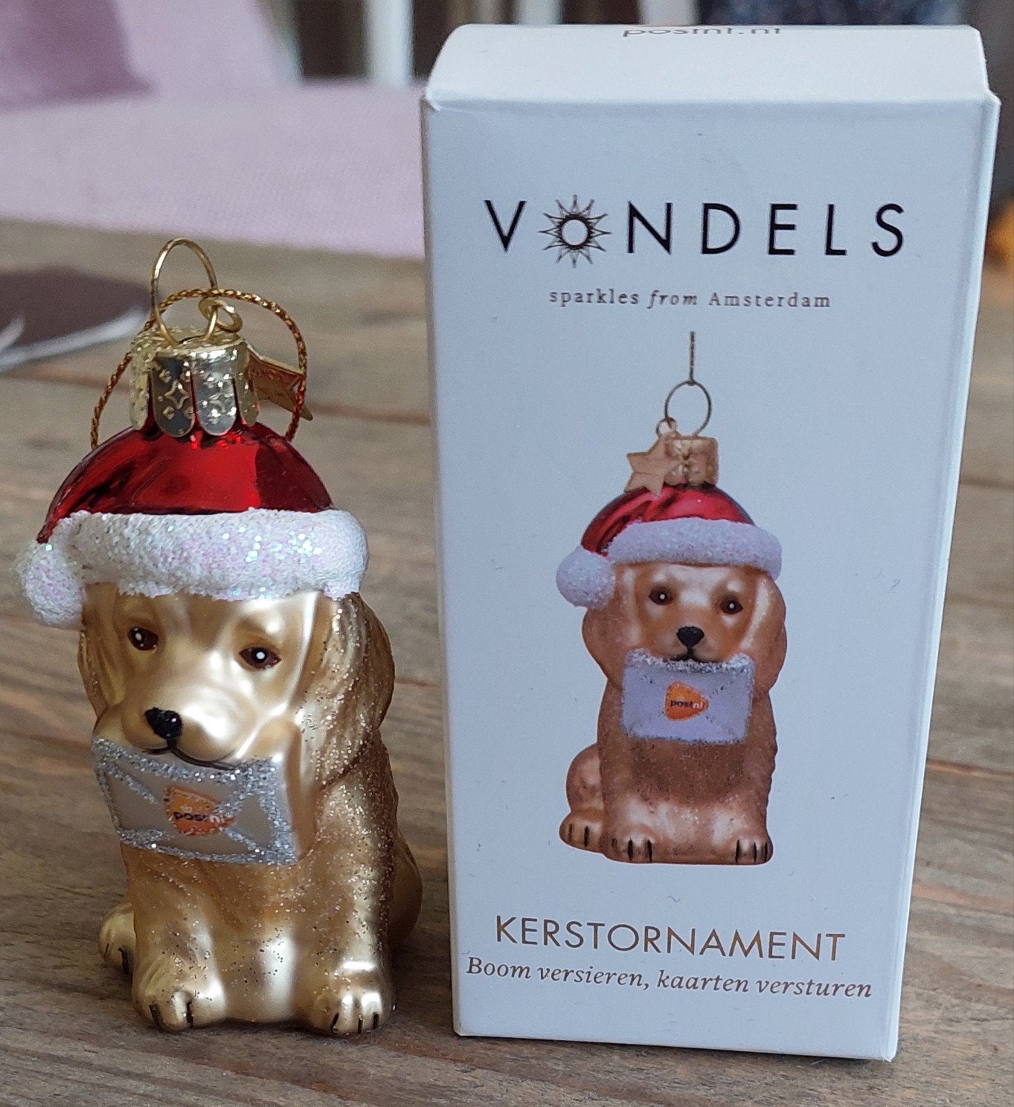 Vondels kerst ornament hond met brief, Ophalen of Verzenden, Nieuw