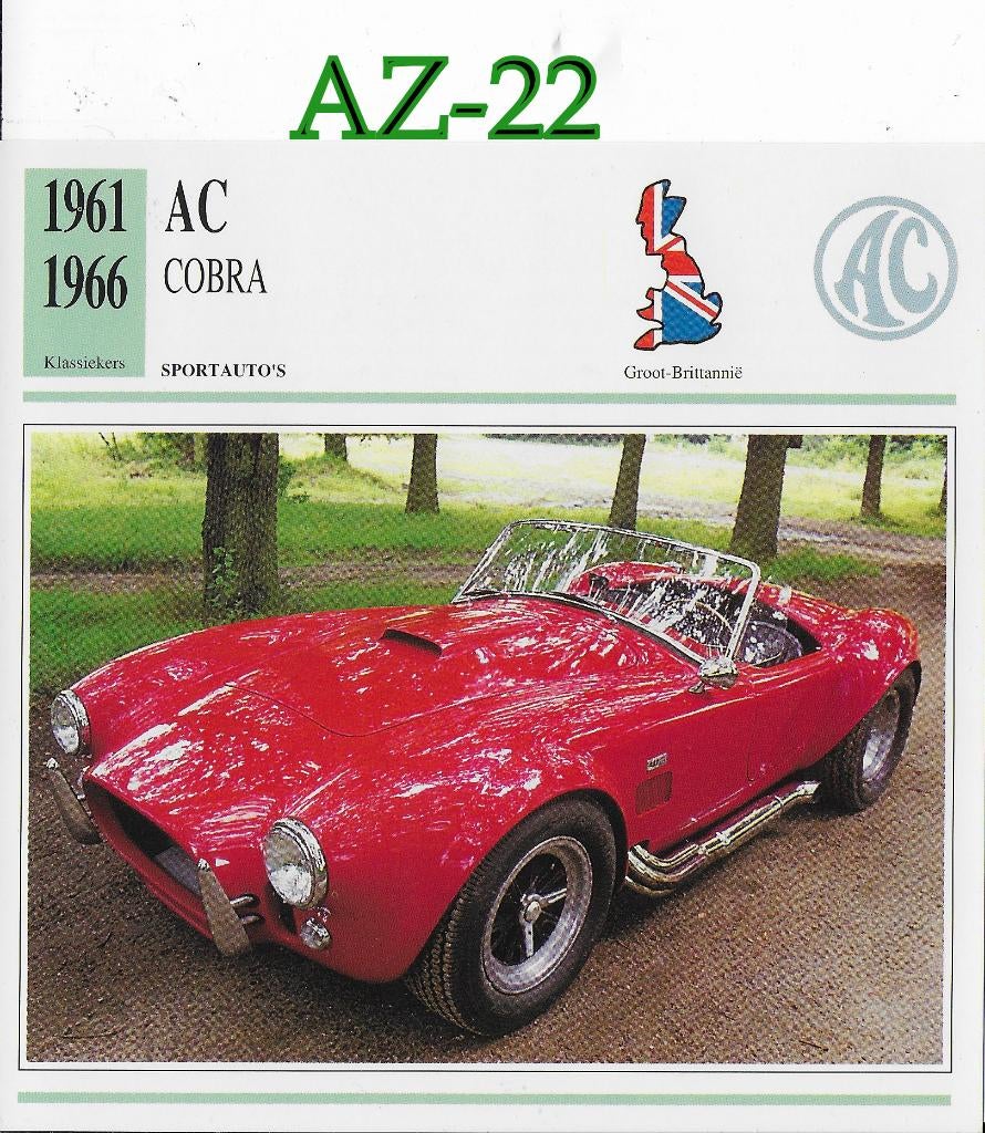 Az22 autokaart ac cobra ( 1961 - 1966 ), Ophalen of Verzenden, Zo goed als nieuw, Auto's