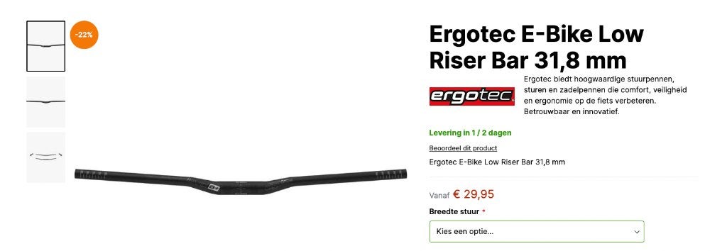 Mountainbike stuur - low riser bar mountainbike - 2 stuks, Stuur, Kinderfiets, Nieuw, Ophalen of Verzenden