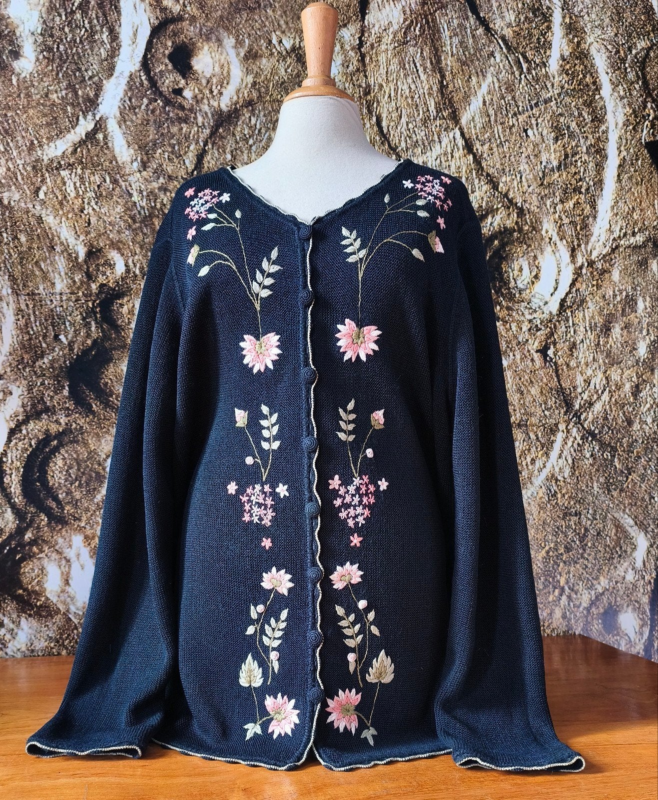 💖 Prachtig 100% baby Alpaca geborduurde vest L, Ophalen of Verzenden, Nieuw, Maat 42/44 (L), Blauw