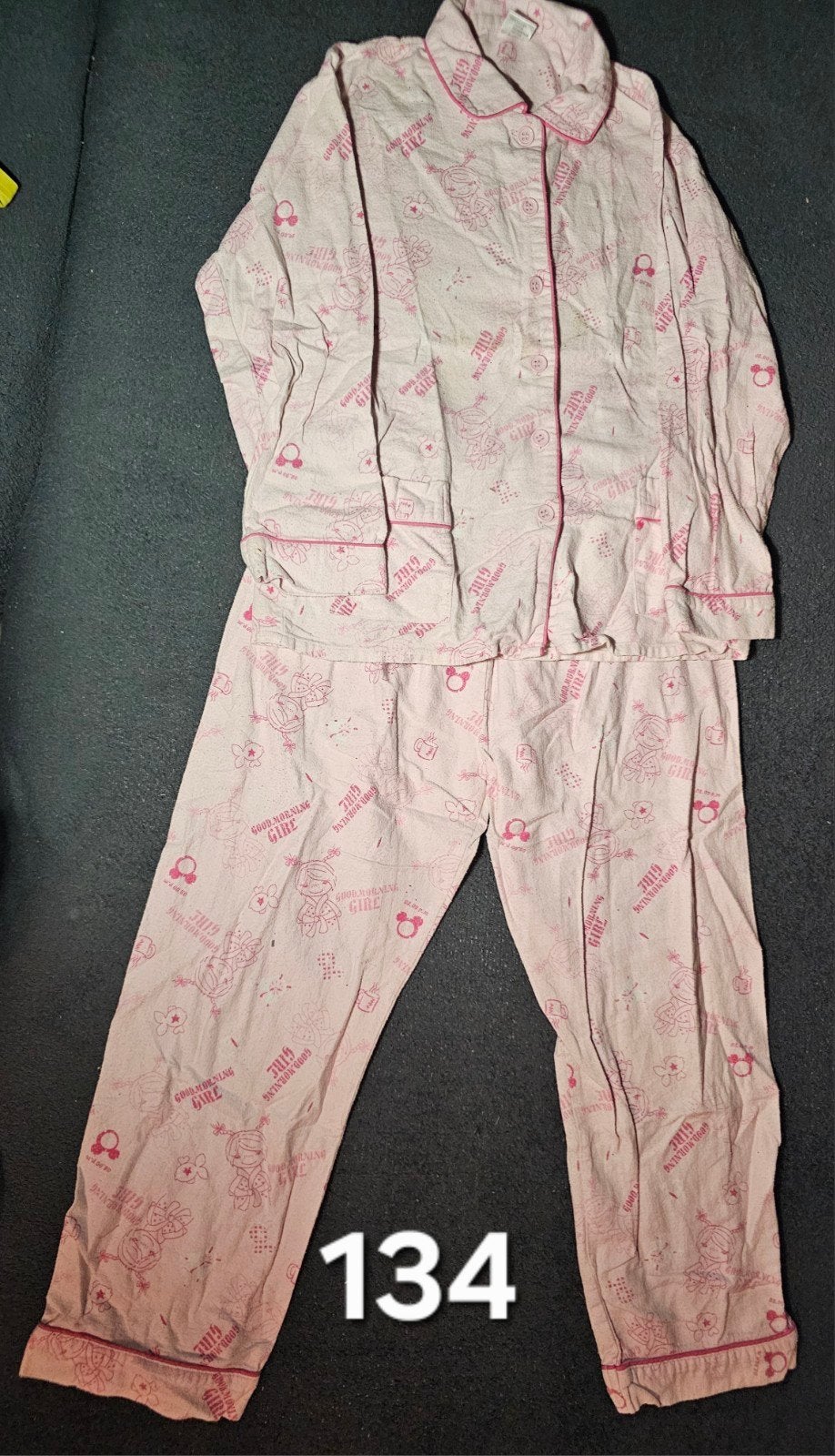 flanellen pyjama maat 134, Ophalen, Zo goed als nieuw