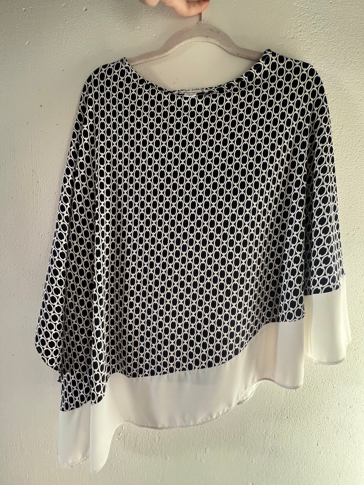 Joseph Ribkoff blouse S/M - Zwart/Wit patroon, Zwart, Ophalen of Verzenden, Zo goed als nieuw, Korte mouw