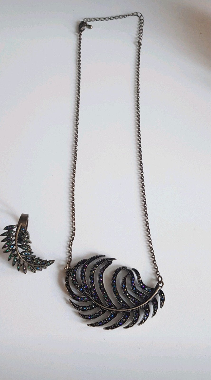 Vintage ketting en verstelbare ring (veer), Ophalen of Verzenden, Overige materialen